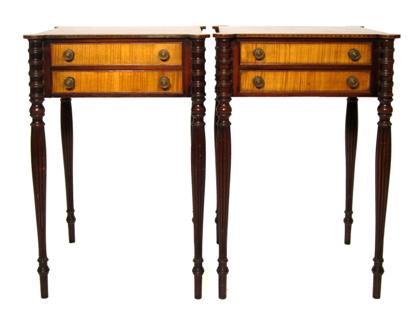 Appraisal: Federal style mahogany two drawer stands early th century