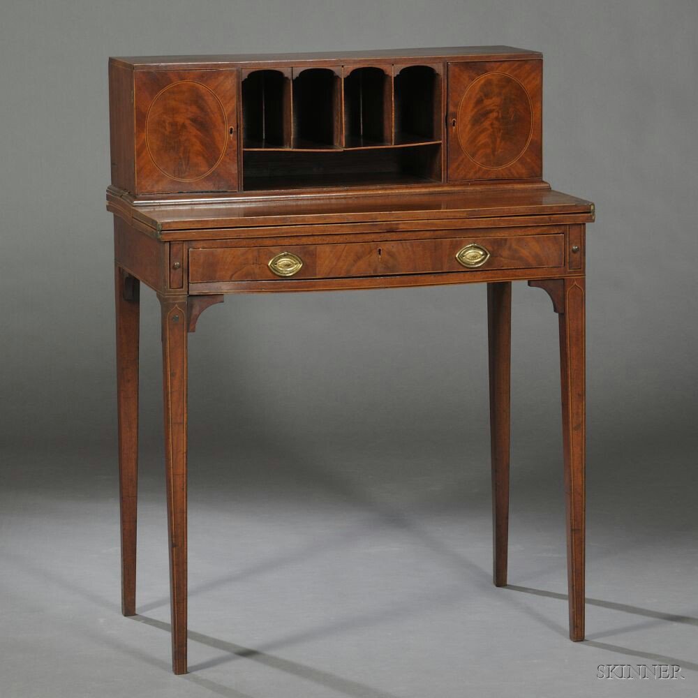 Appraisal: George III Mahogany Lady's Writing Desk early th century superstructure