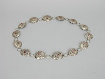 Appraisal: A Native American Silver and Coral Concho Belt A silver