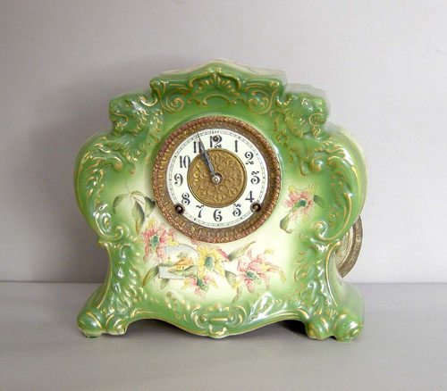 Appraisal: Gilbert No porcelain mantle clock h