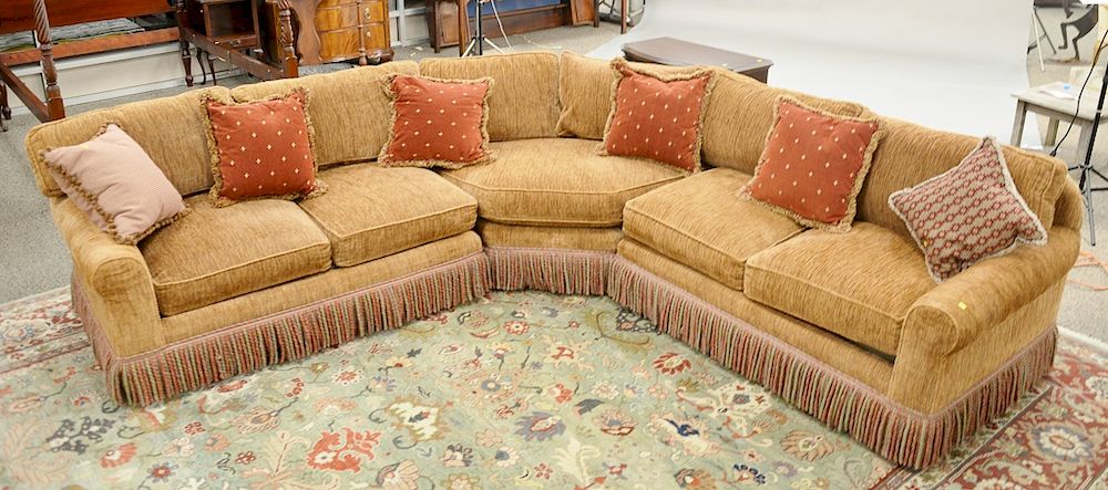 Appraisal: Lee Industries brown upholstered sectional sofa in three parts Provenance