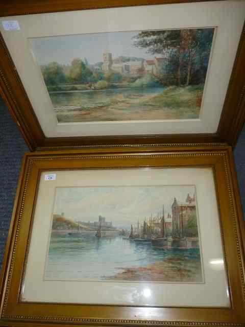 Appraisal: G B WISHARTAn estuary view with castle beyond watercolour signed