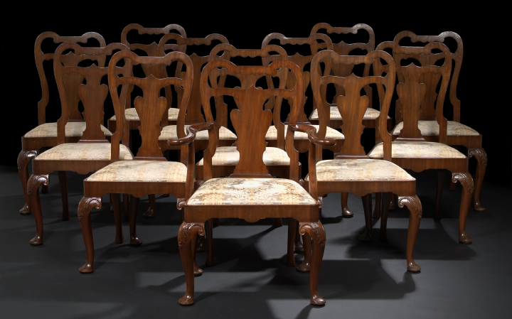 Appraisal: Suite of Twelve George II-Style Mahogany Dining Chairs comprised of