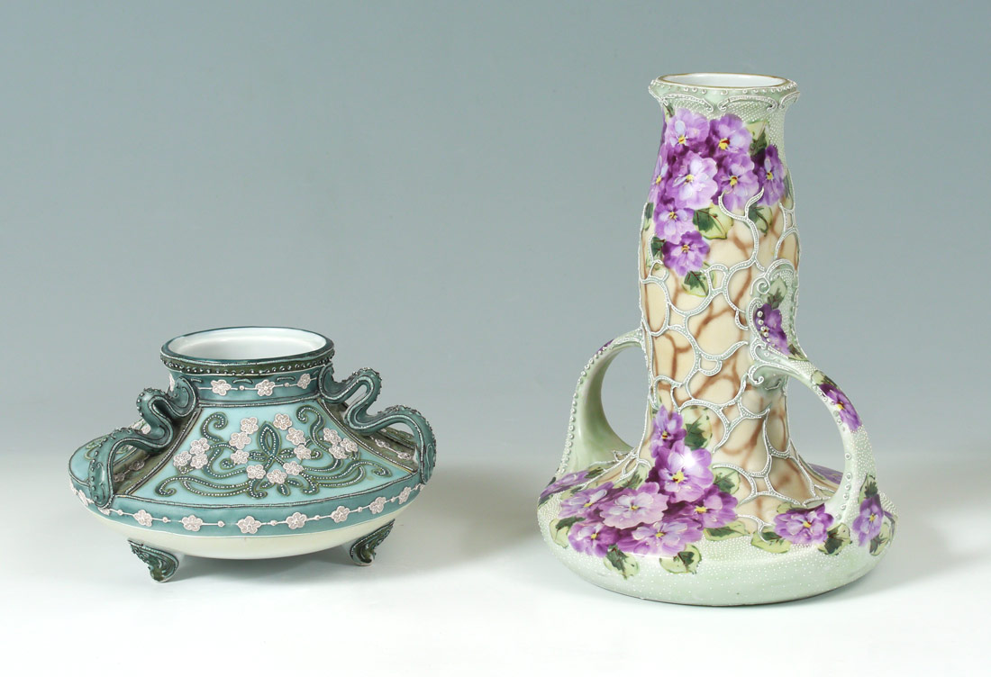 Appraisal: JAPANESE MORIAGE VASES pieces to include Double handled vase with