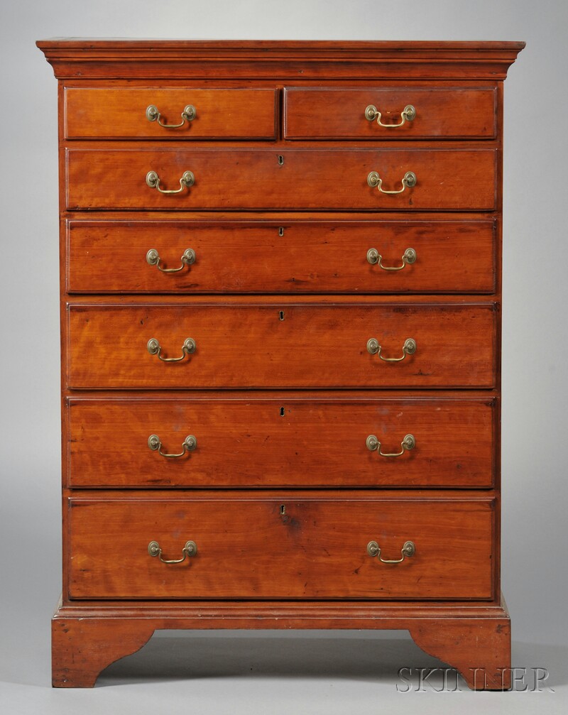 Appraisal: Chippendale Cherry Tall Chest of Drawers Massachusetts or Connecticut late