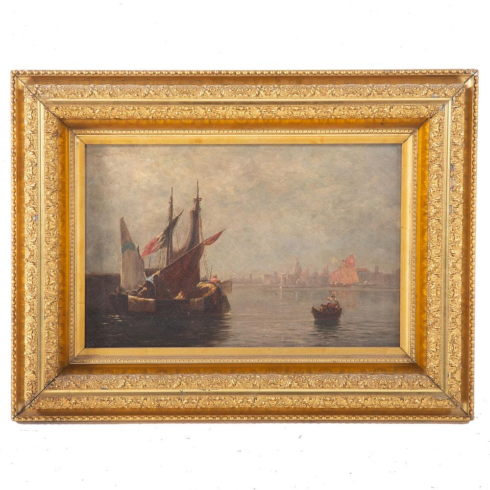 Appraisal: Dutch School th c Harbor Scene Oil Oil on canvas