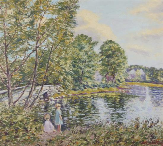 Appraisal: HUGO MELVILLE FISHER American - CHILDREN PLAYING BY THE STREAM