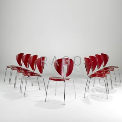 Appraisal: JESUS GASCA STUA Set of nine Gloubus dining chairs Spain