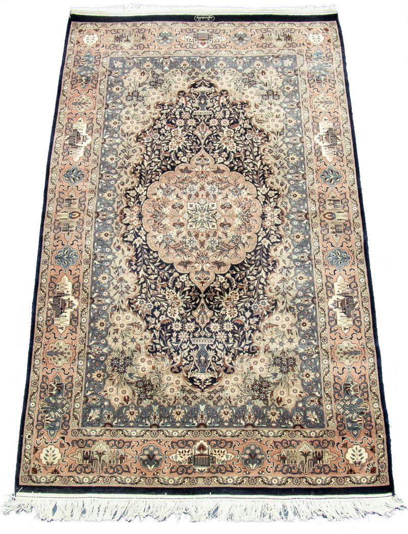 Appraisal: KASHAN RUG A rose lobed circular center medallion with 'anchor'