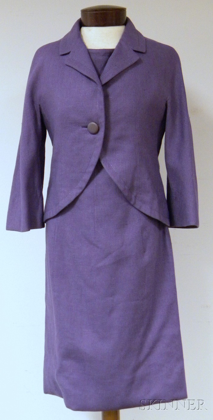 Appraisal: Lavender Linen Christian Dior New York Sheath Dress and Matching