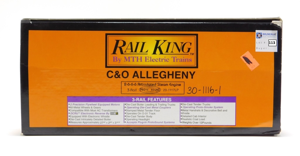 Appraisal: RAIL KING C O ALLEGHENY STEAM ENGINE TRAIN United States