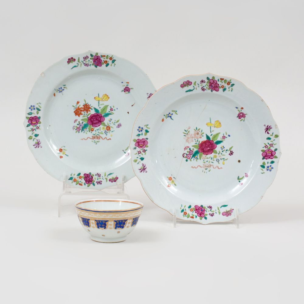 Appraisal: Pair of Chinese Export Famille Rose Porcelain Dishes and a