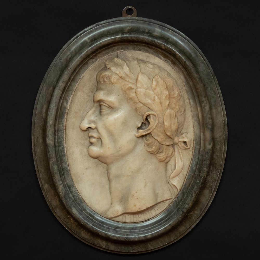 Appraisal: Italian Neoclassical Marble Profile Portrait of Roman Emperor Tiberius Inscribed