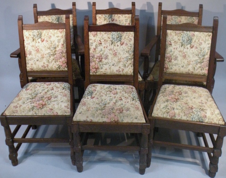 Appraisal: A set of six thC oak framed dining chairs with