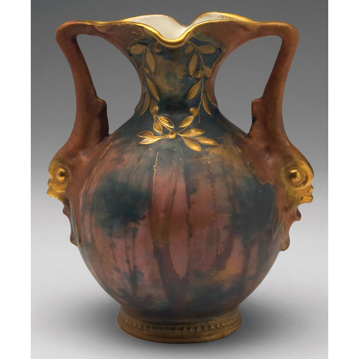 Appraisal: Amphora vase Saurians in the Forest double handled shape with