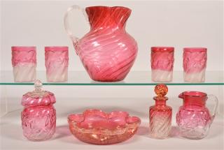 Appraisal: Various Pieces of Cranberry Victorian Art Glass Tallest measures -