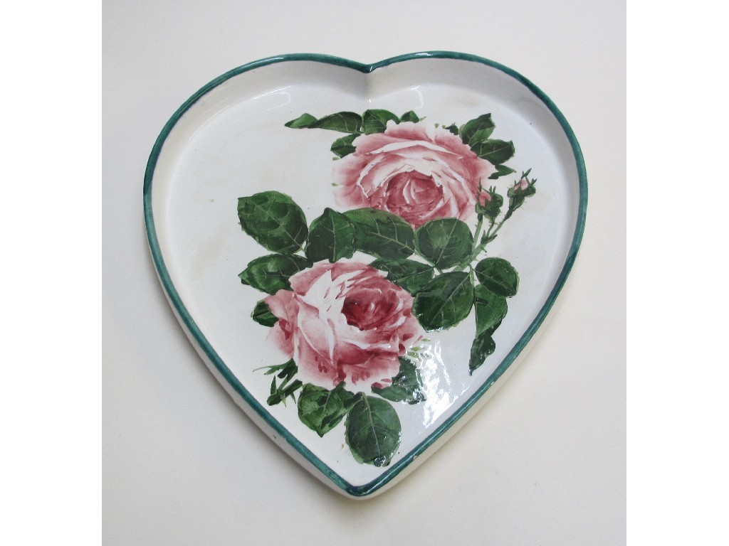 Appraisal: A Wemyss heart shape tray painted with cabbage roses impressed