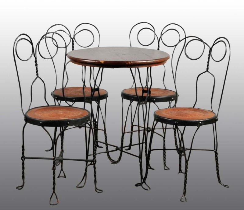 Appraisal: Ice Cream Parlor Set Description Includes table and four chairs