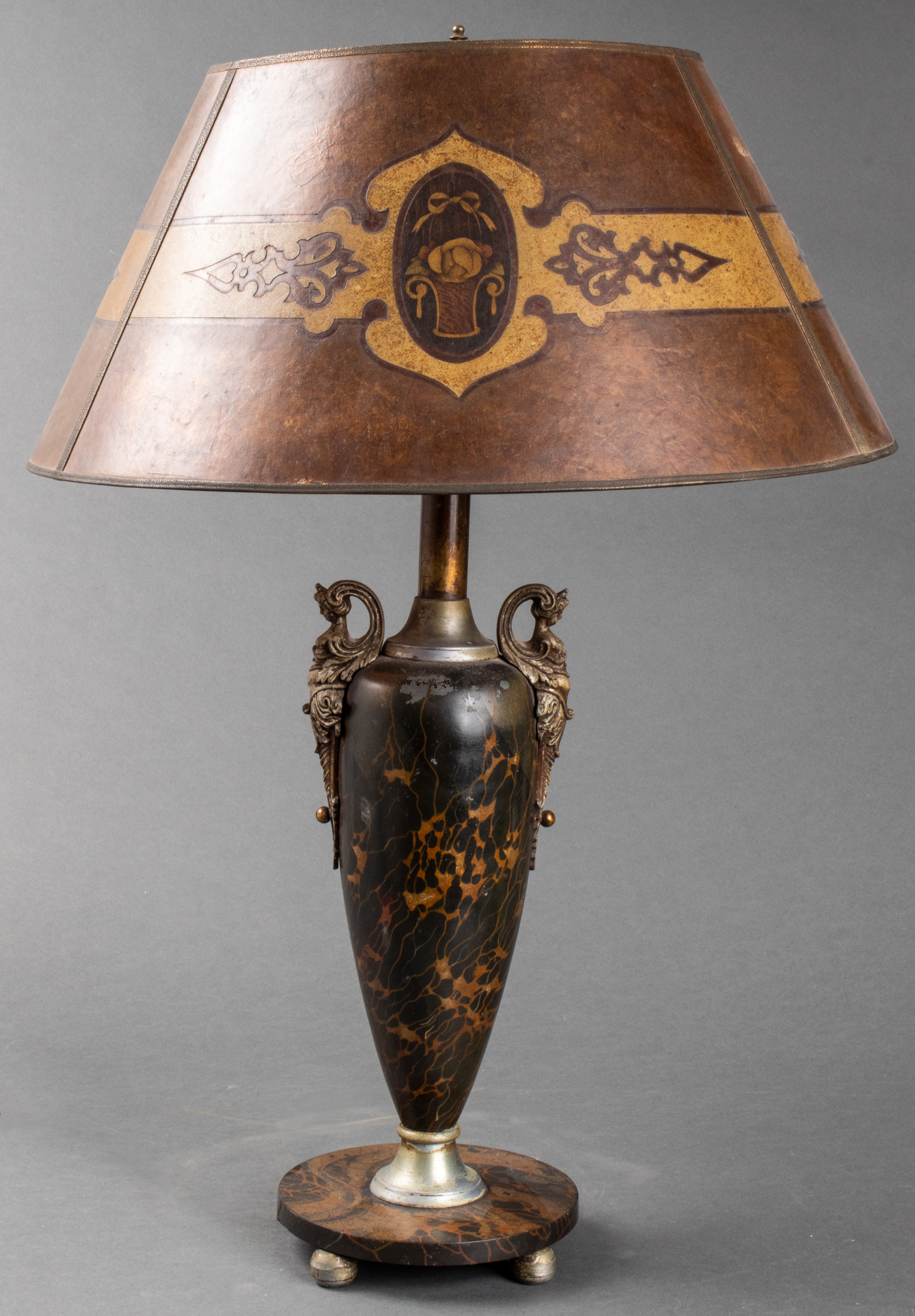 Appraisal: ROCOCO REVIVAL TABLE LAMP WITH MICA SHADE Rococo Revival two