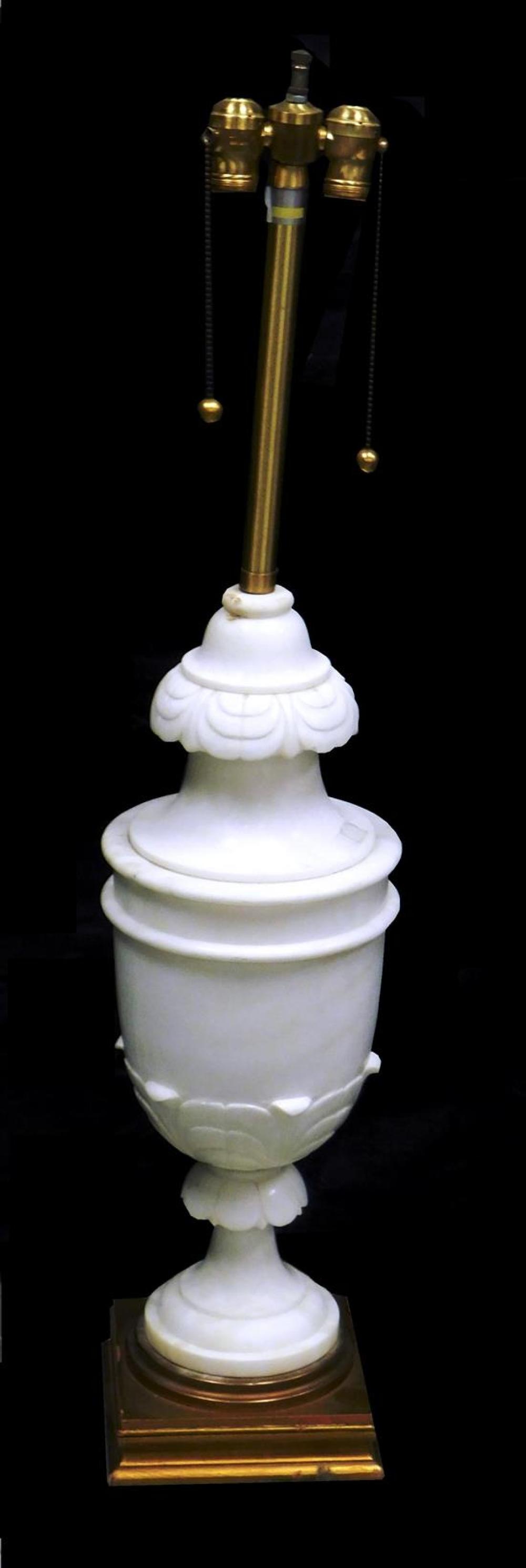 Appraisal: Oversized alabaster lamp late th th C baluster form on