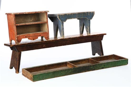 Appraisal: FOUR WOODEN PRIMITIVES American late th-early th century various woods