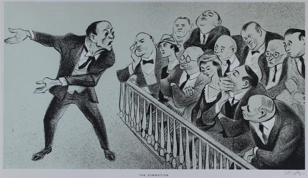 Appraisal: WILLIAM GROPPER AMERICAN - FOUR COURTROOM SCENES THE SUMMATION CONFERENCE