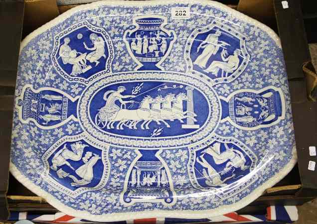 Appraisal: A Large Spode Blue and White Meat Platter decorated with