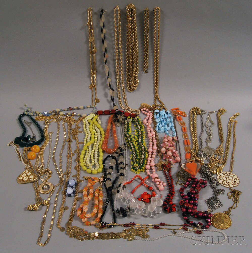 Appraisal: Group of Plastic and Metal Costume Necklaces including multicolored plastic