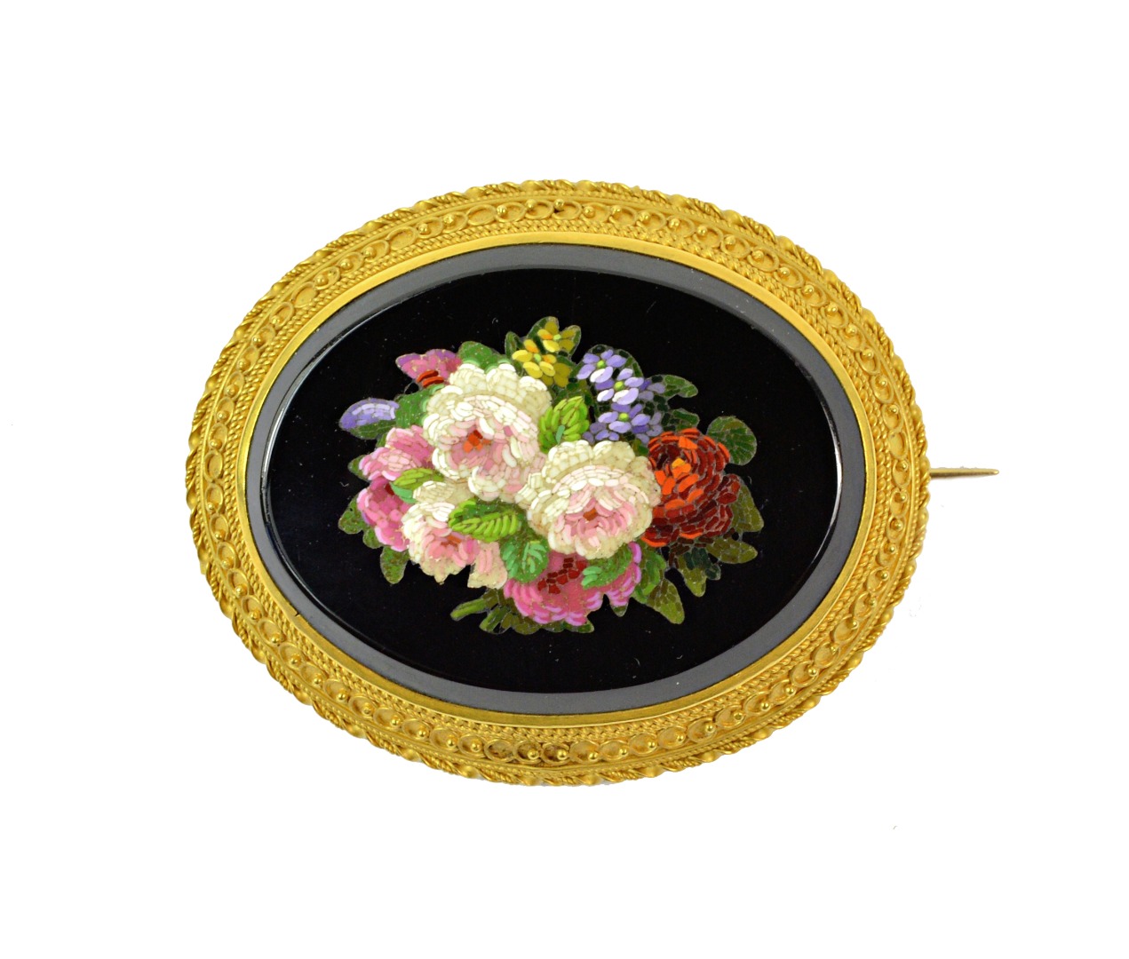 Appraisal: An Italian micromosiac brooch mid th century depicting a bouquet