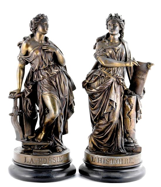 Appraisal: French school th century PAIR OF MUSES LA POESIE and