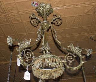 Appraisal: French Light Brass and Beaded Chandelier H x W