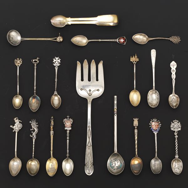 Appraisal: PIECE MIXED SILVER UTENSILS LOT Contains and souvenir spoons weighing