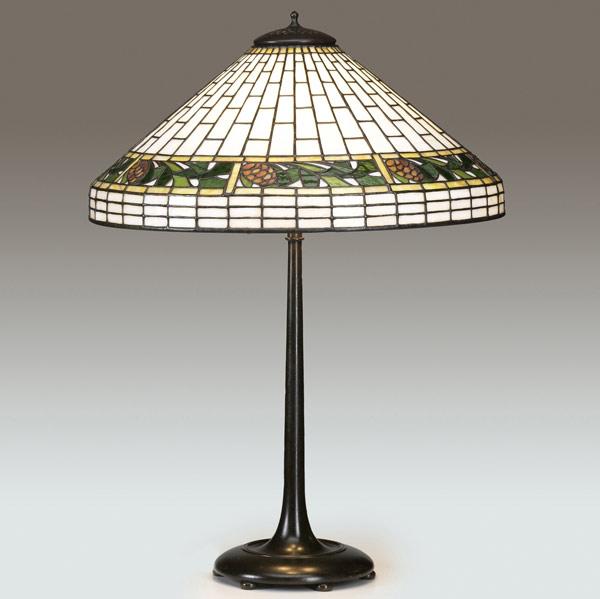 Appraisal: BIGELOW KENNARD Oversized table lamp its leaded-glass shade with a