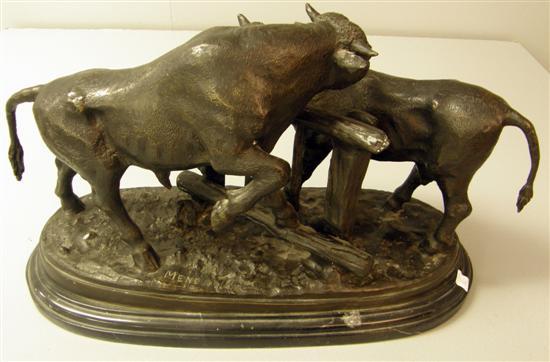 Appraisal: After Pierre Jules Mene th century bronze group of two