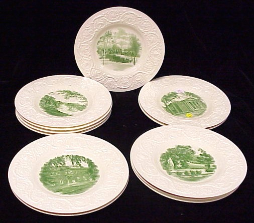 Appraisal: Twelve Wedgwood Etruria Smith College plates green transfer at center