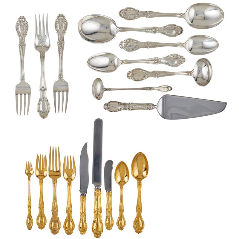 Appraisal: TIFFANY RICHELIEU PARTIAL GILT STERLING FLATWARE Condition Report Good condition