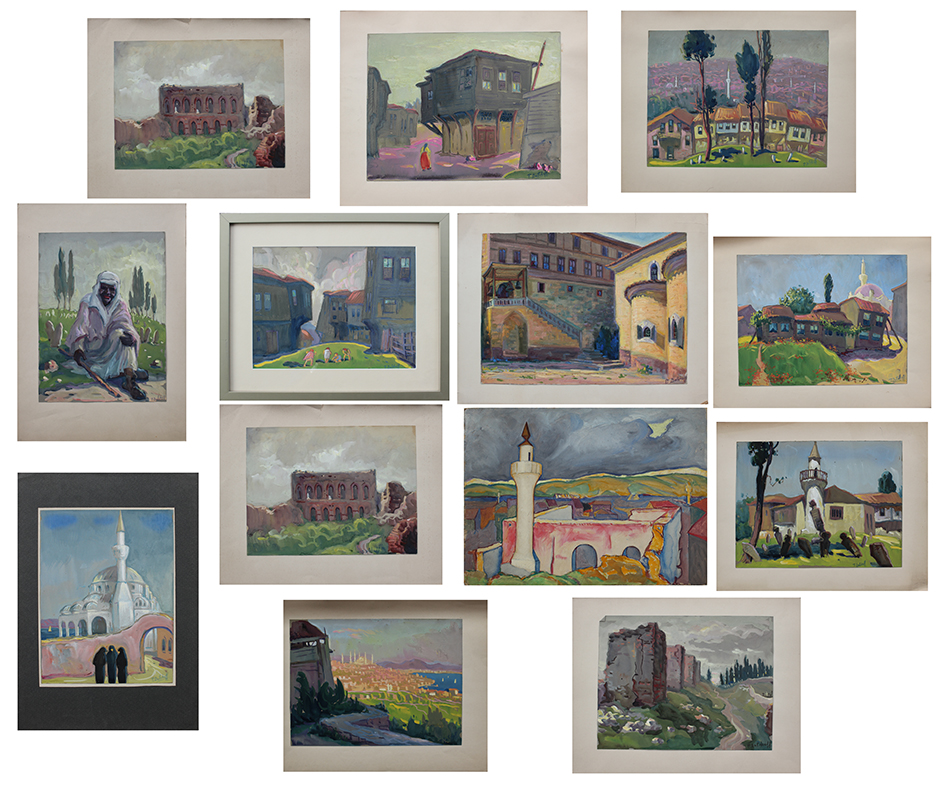 Appraisal: TWELVE DATCHEFF PAINTINGS Consisting Mostly of Various Views of Constantinople