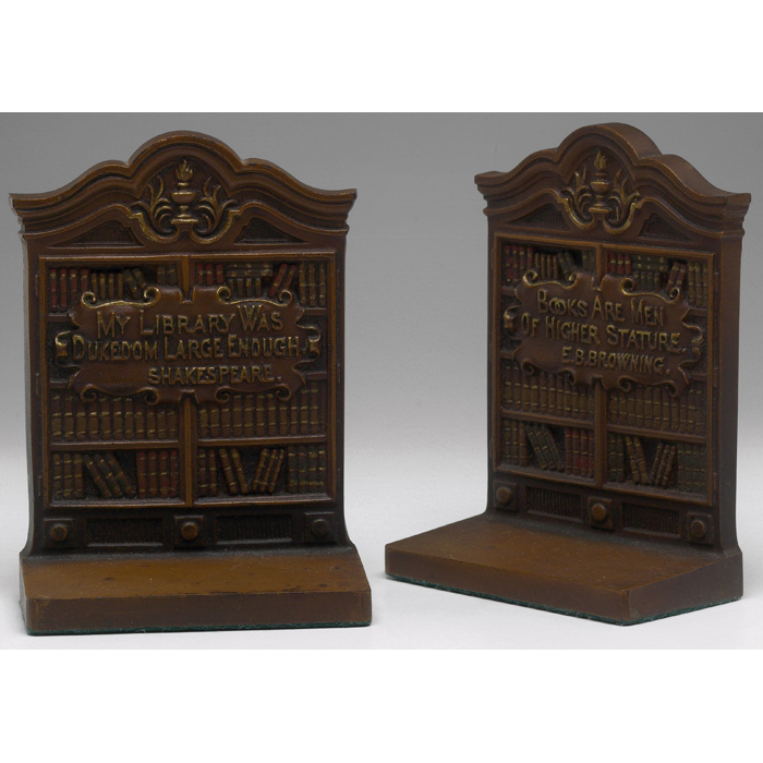 Appraisal: Bradley and Hubbard bookends pair bronzed metal with sculpted and