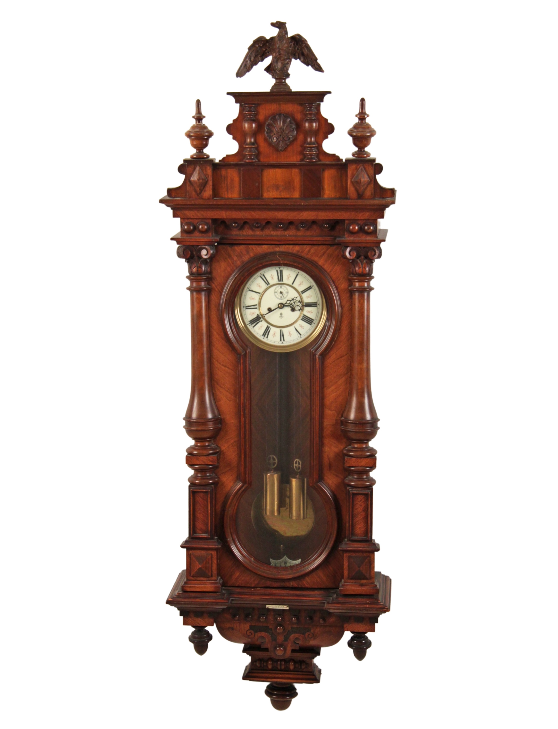 Appraisal: German walnut Gustav Becker two weight figure eight wall clock