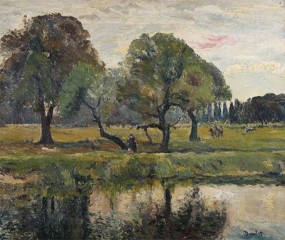 Appraisal: Ronald Ossory Dunlop Irish - Trees at Chertsey Signed Oil