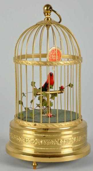 Appraisal: Musical Bird in Cage Wind-Up Toy Description German Working Medium