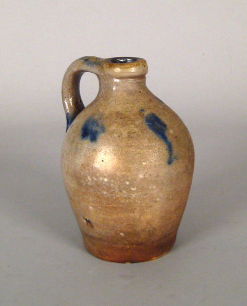 Appraisal: Small stoneware jug th c with cobalt splashes h