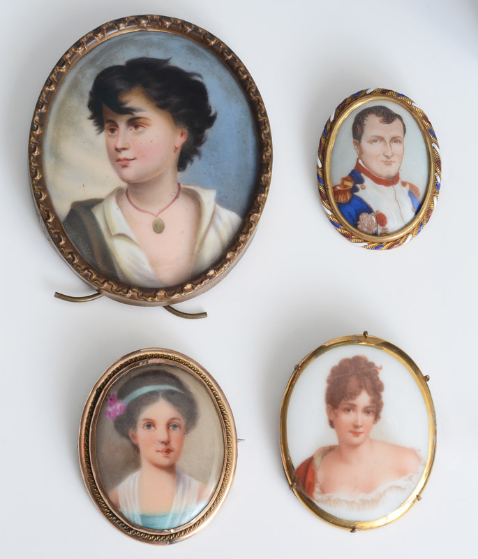 Appraisal: PIECE MINIATURE PAINTINGS ON PORCELAIN pieces total to include ''Boy