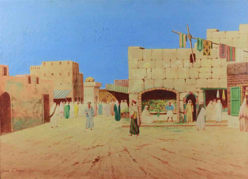 Appraisal: CLAUDE DUPRES TH CENTURY ORIENTALIST SCENE Watercolor on paper x