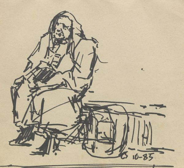 Appraisal: CLYDE SINGER AMERICAN - x Figure Study Old Woman Sitting