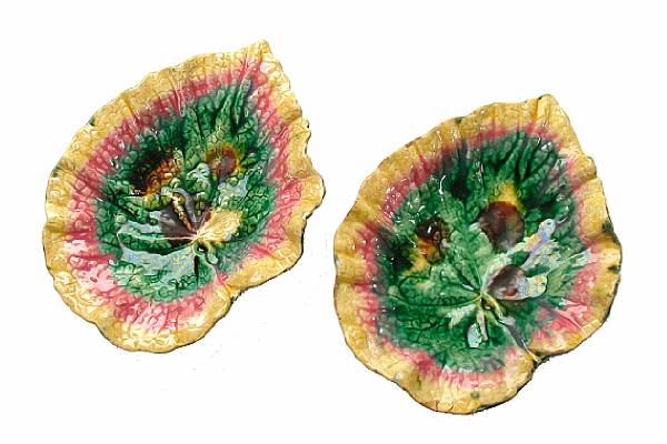 Appraisal: A set of eleven Portuguese majolica leaf plates width in