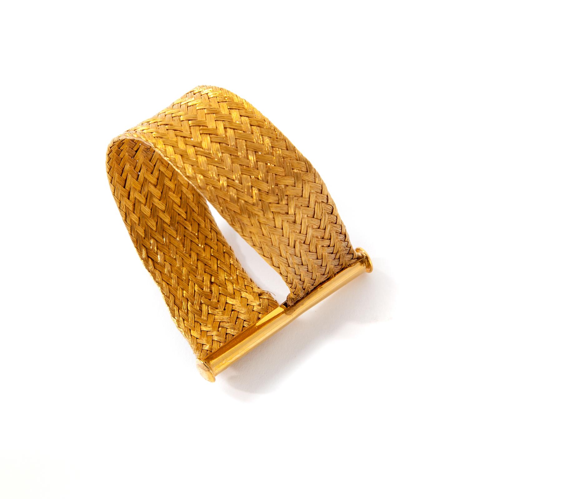 Appraisal: WOVEN MESH BRACELET American st century Gold-tone sterling silver bracelet