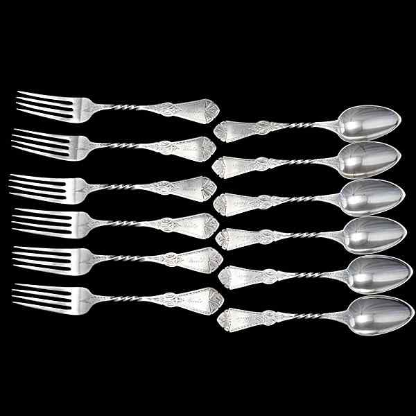 Appraisal: Philadelphia Twist Coin Silver Flatware Philadelphia PA an assembled group