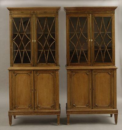 Appraisal: Pair of Regency-Style Brass-Inlaid Rosewood Bookcase Cabinets x x in