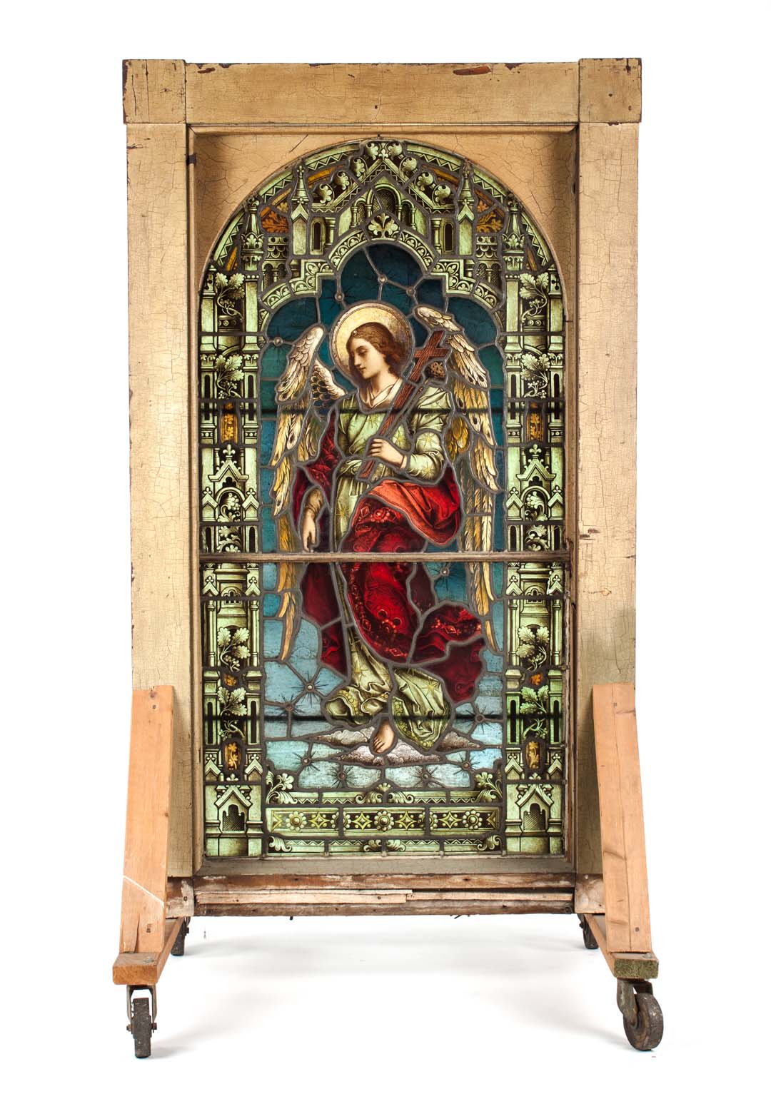 Appraisal: Gothic Revival stained glass window panel Meyer Co Munich late